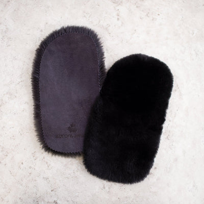 Chauffe-pieds en fourrure canadienne noire naturelle et réutilisable